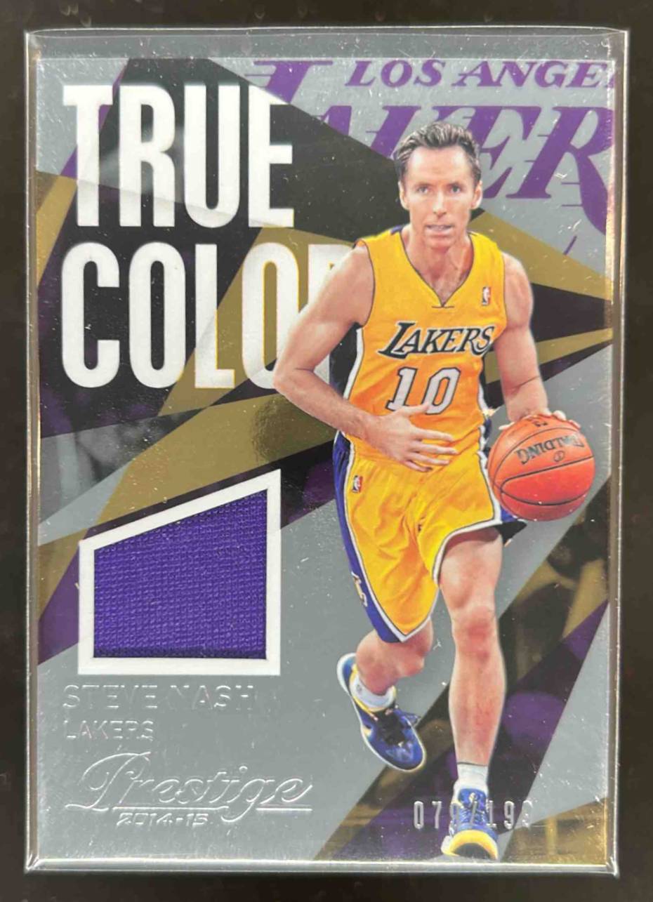 Card image for 2014-15 PANINI PRESTIGE PLUS STEVE NASH TRUE COLORS /199 #18 LOS ANGELES LAKERS