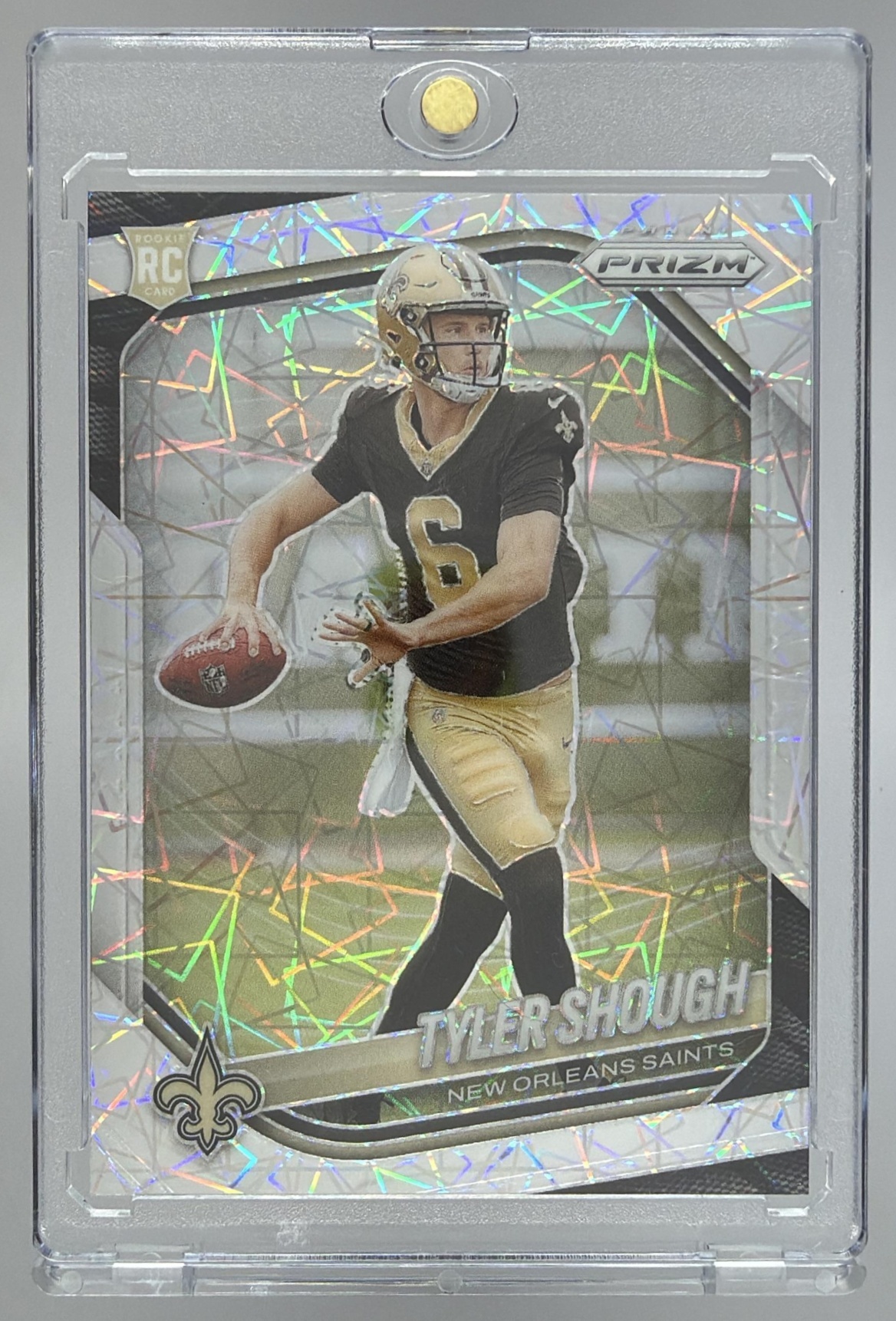 Card image for 2025 Panini Football Prizm Tyler Shough #327 RC New Orleans Saints
