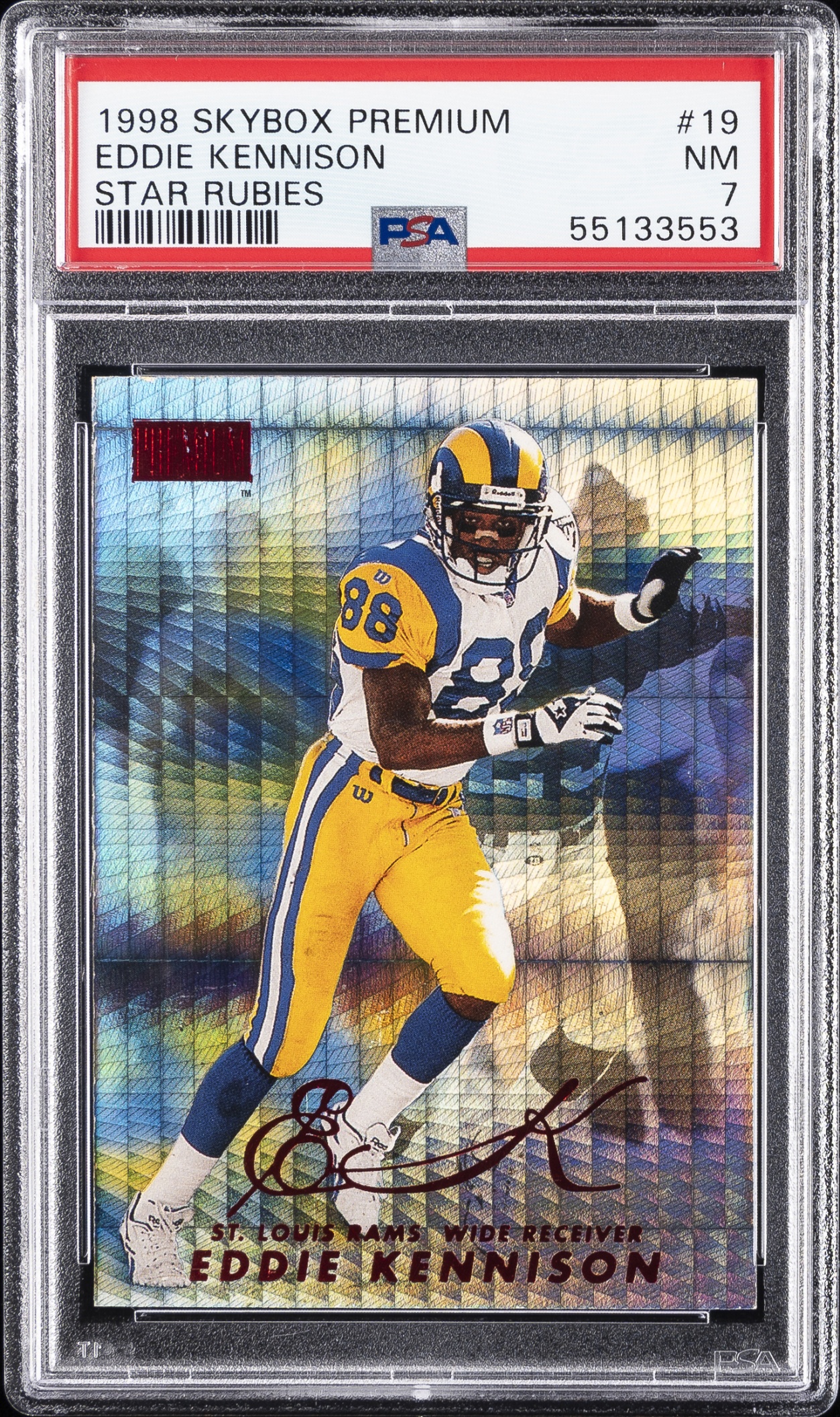 1998 Skybox Premium Eddie Kennison Star Rubies /50 #19 Rams PSA 7