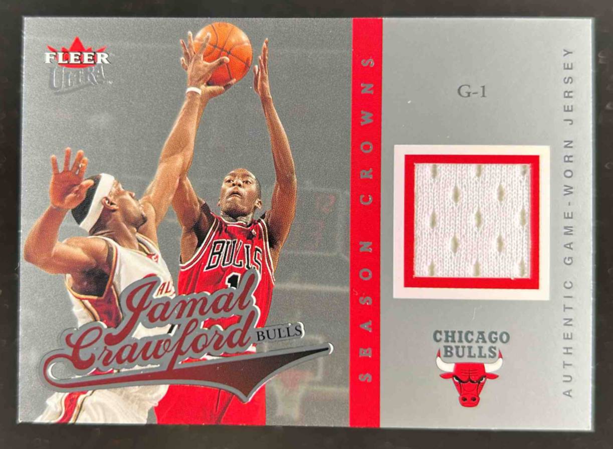 Card image for 2004-05 Fleer Ultra Jamal Crawford Season Crowns Game Used Silver /149 #SC-JC MEM