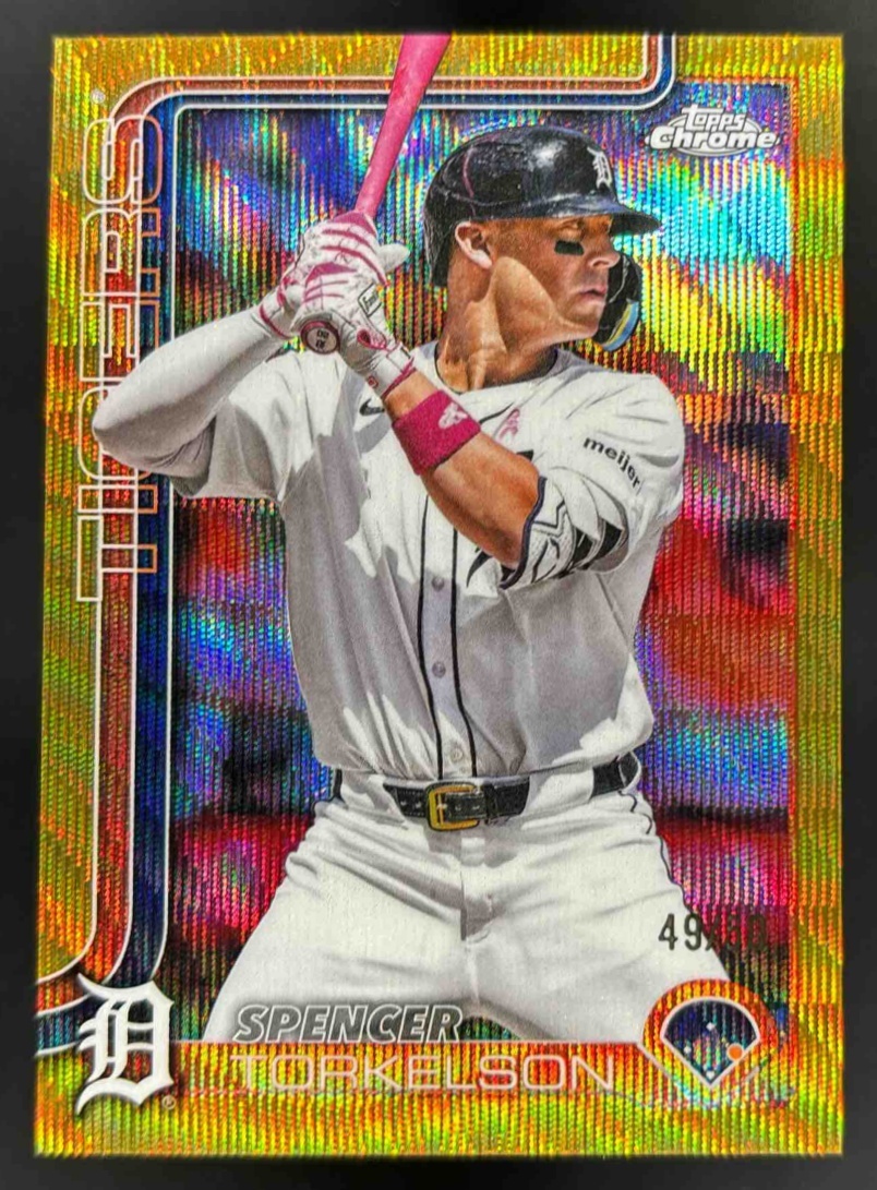 Card image for 2025 Topps Chrome Update Spencer Torkelson Gold Wave Refractor /50 #USC27 Tigers