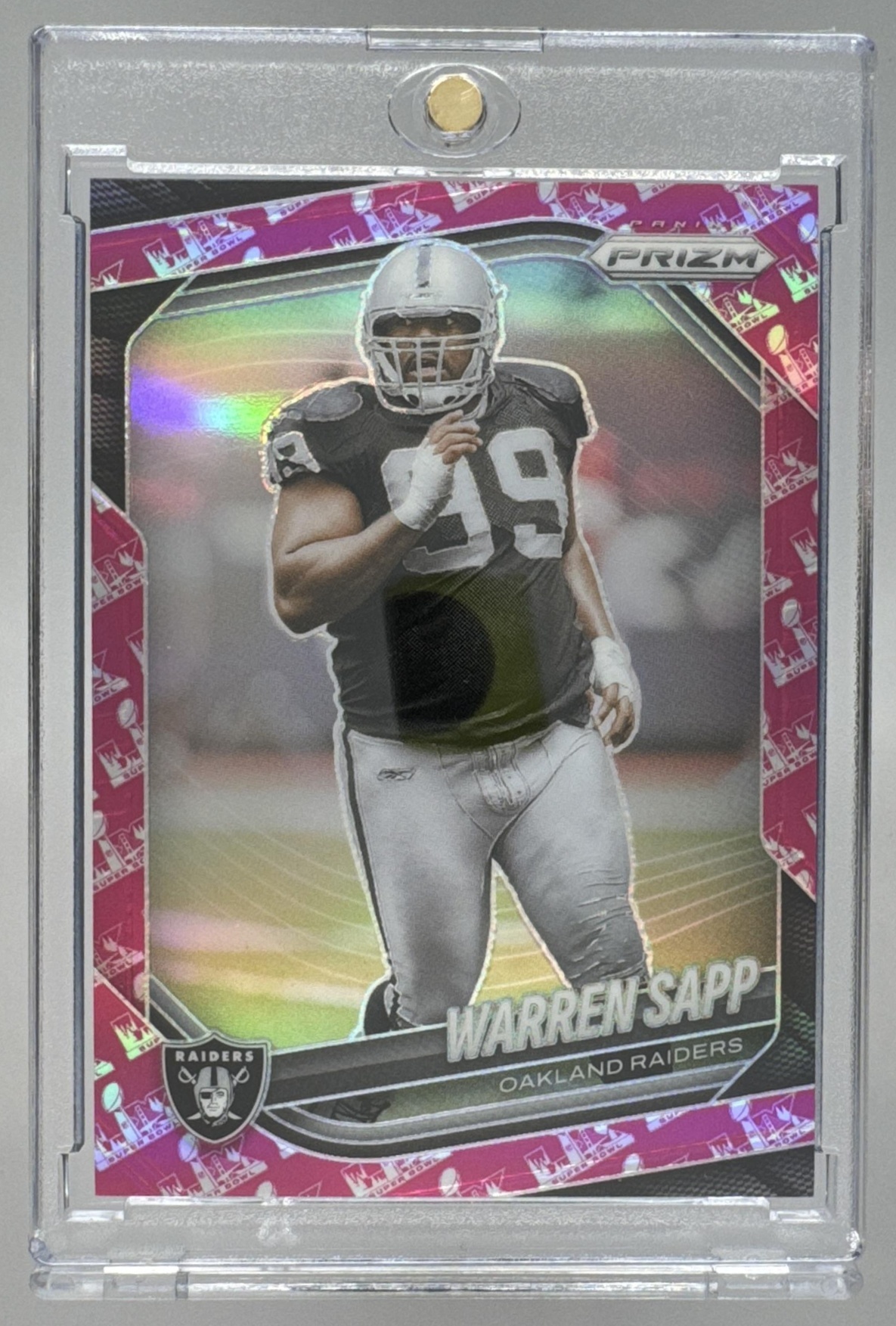 Card image for 2025 Panini Football Prizm Warren Sapp Super Bowl LX /60 #212 Oakland Raiders