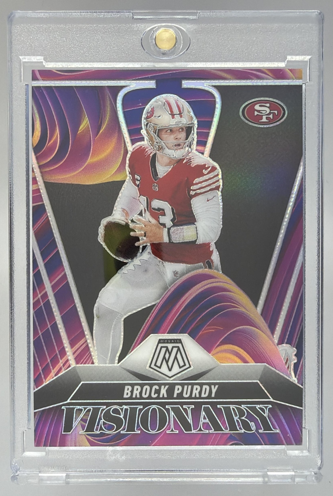 Card image for 2025 Panini Football Mosaic Brock Purdy Visionary #21 San Francisco 49ers