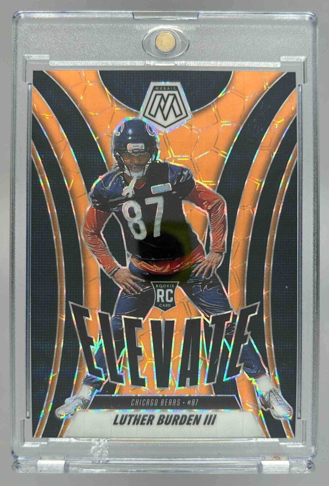 Card image for 2025 Panini Football Mosaic Luther Burden III Elevate #7 RC Chicago Bears