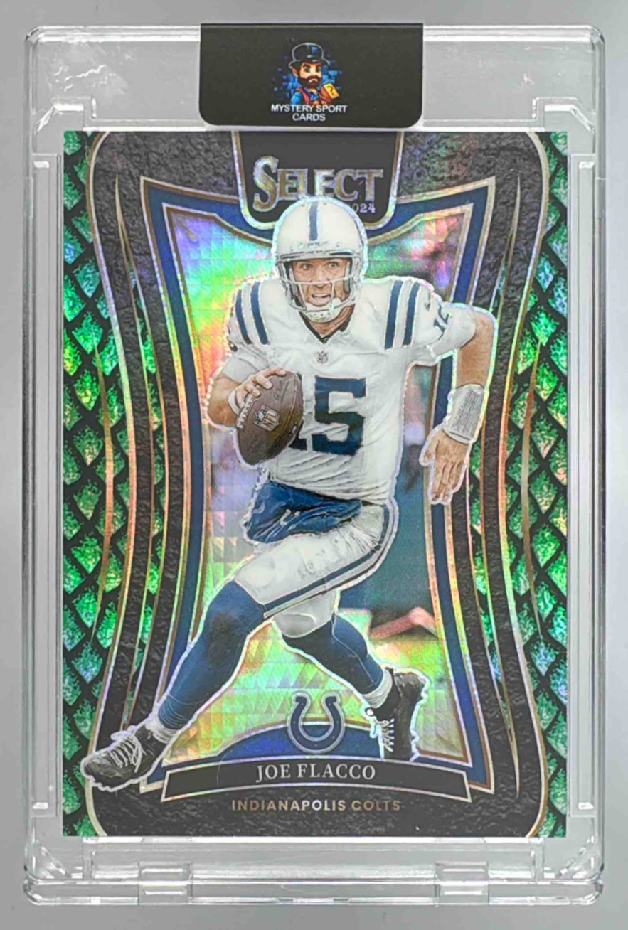 Card image for 2024 Panini Select Joe Flacco Suite Dragon Scale Prizm /81 #351 Colts