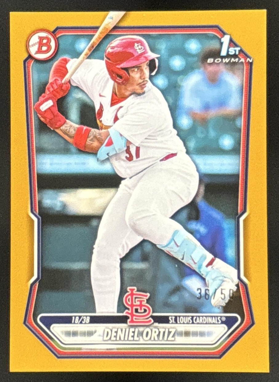 Card image for Deniel Ortiz 2026 Bowman Gold Border /50 Prospects St. Louis Cardinals