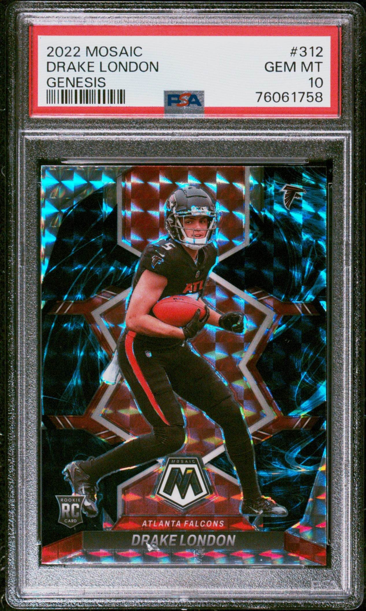 Card image for 2022 Panini Football Mosaic Drake London Mosaic Genesis #312 RC Atlanta Falcons