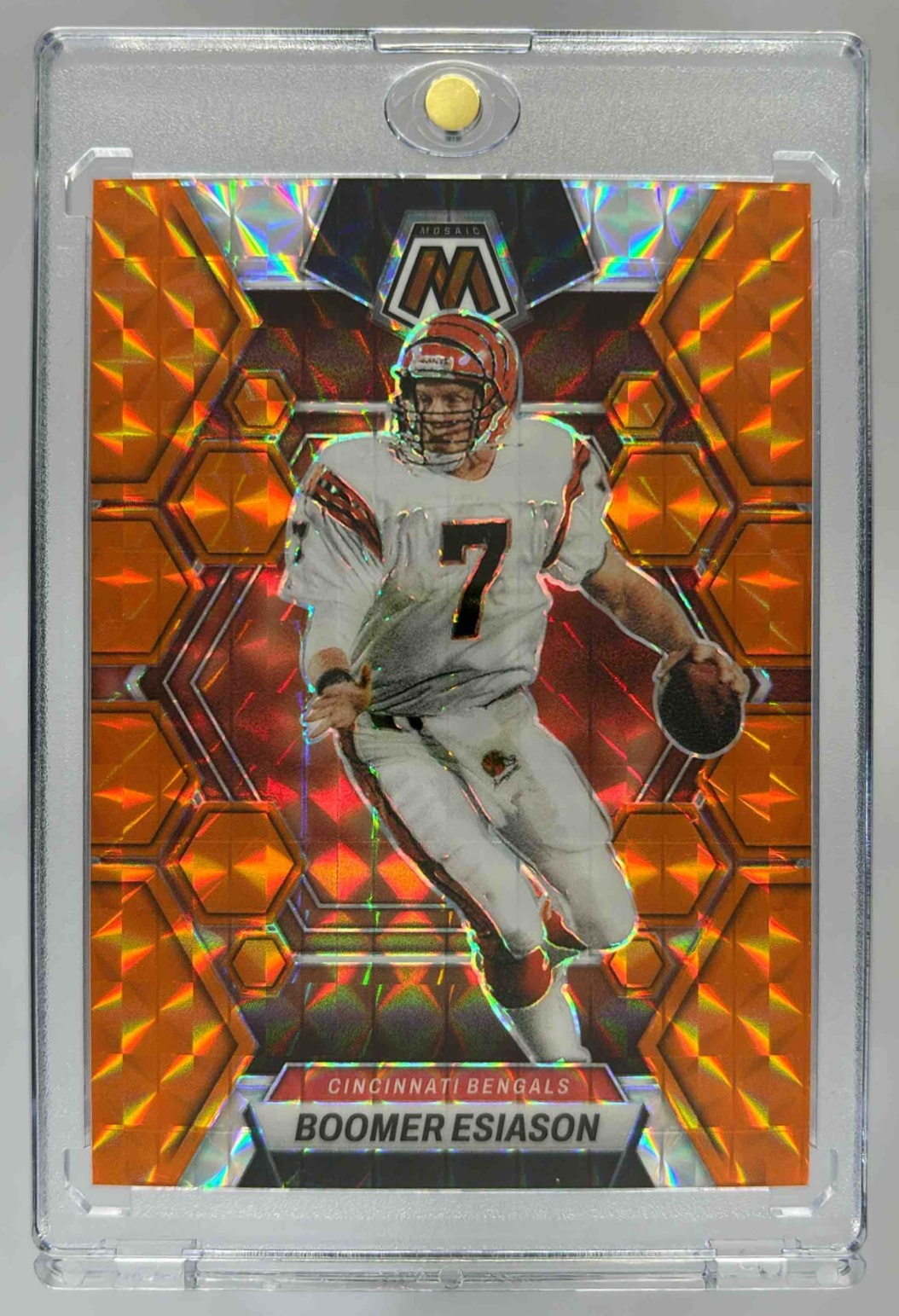 Card image for 2023 Panini Football Prizm Joe Burrow Blue Wave /199 #57 Cincinnati Bengals