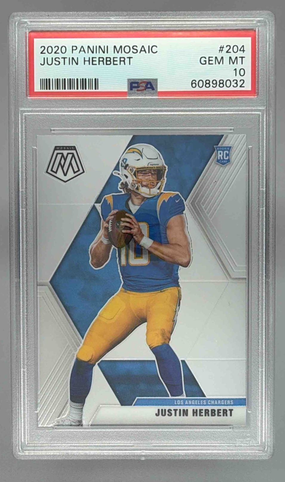 Card image for 2020 Panini Football Mosaic Justin Herbert #204 RC Los Angeles Chargers