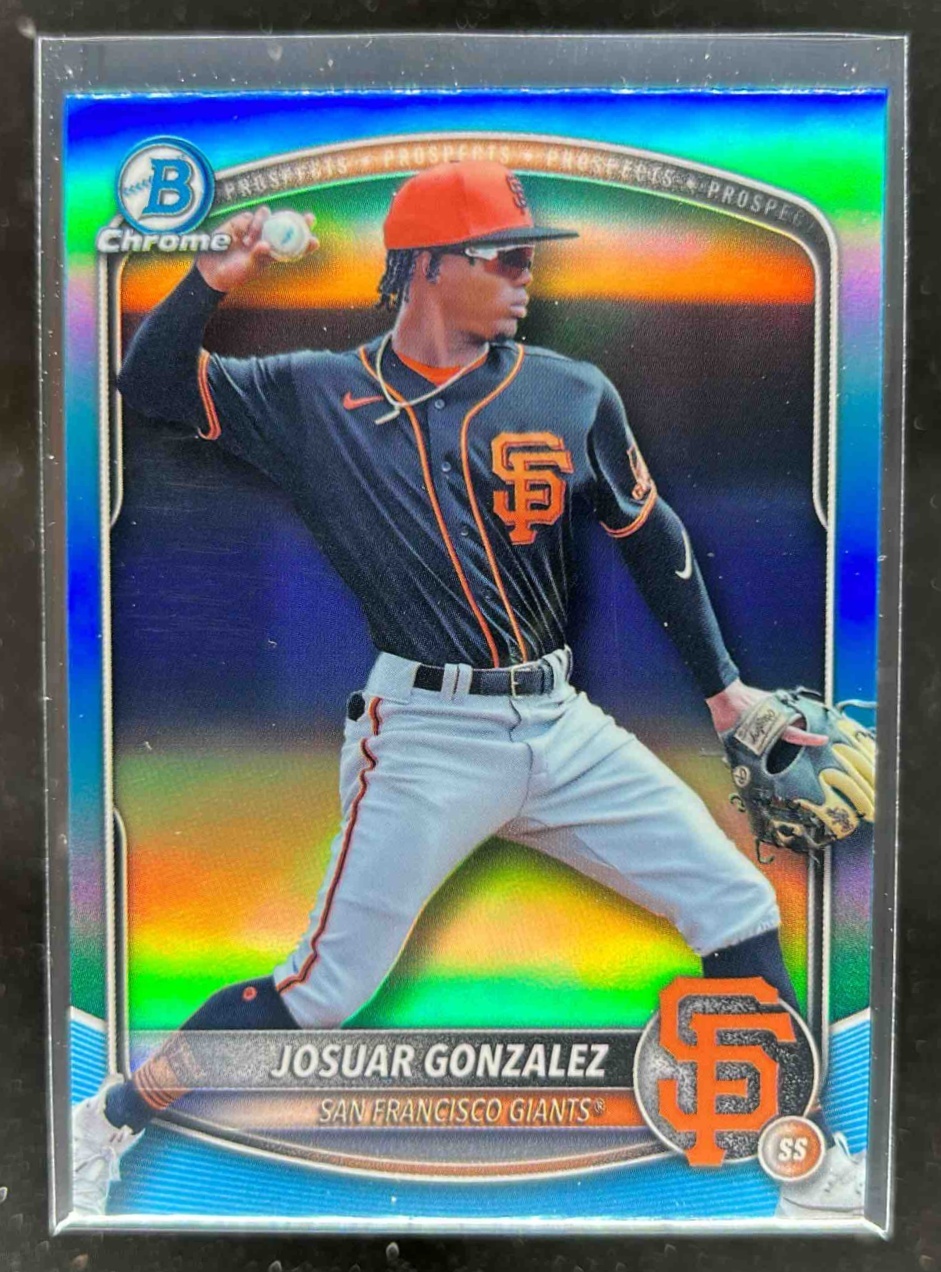 Card image for Josuar Gonzalez 2025 Bowman Draft Chrome Sky Blue Refractor