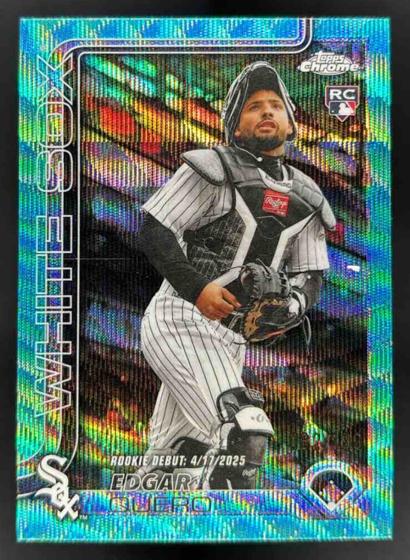 Card image for 2025 Topps Chrome Update Edgar Quero Aqua Wave Refractor /199 RC
