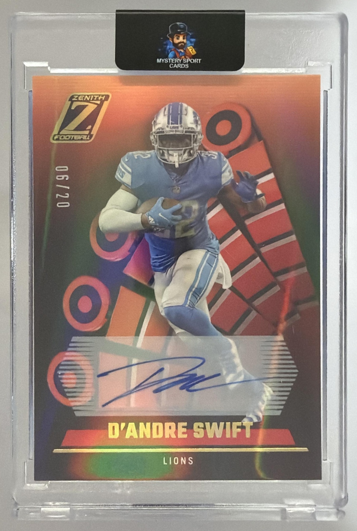 Card image for 2022 Panini Football Zenith D Andre Swift Auto /20 #44 Detroit Lions