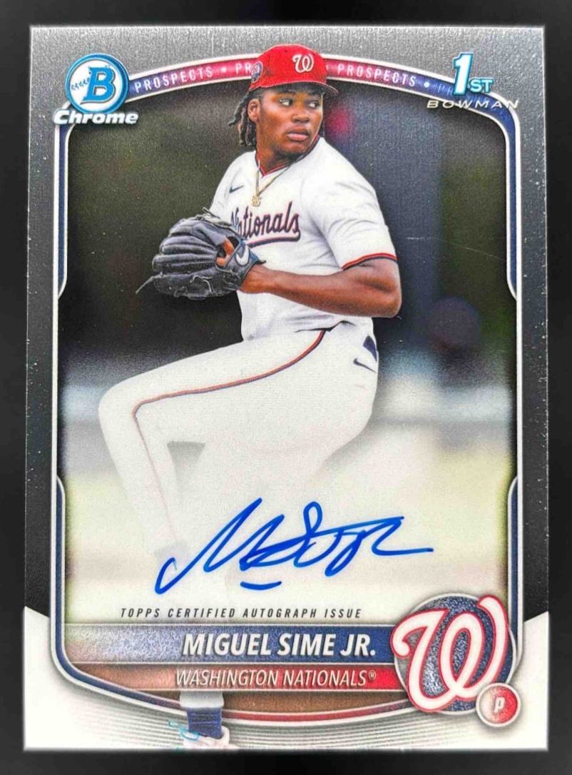 Card image for 2025 Bowman Draft Miguel Sime Jr. Chrome Prospect Auto #CPA-MS Nationals
