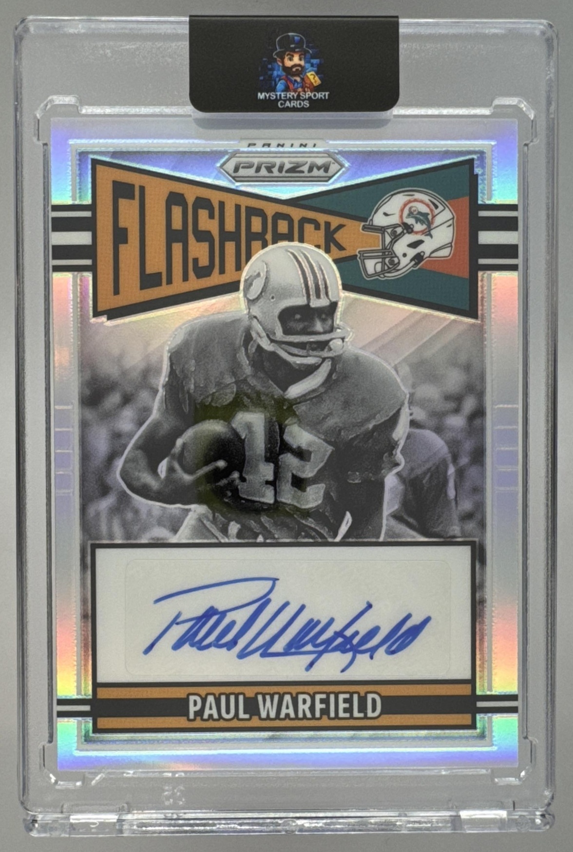 Card image for 2025 Panini Prizm Paul Warfield Flashback Auto /149 #FLA-PWD Dolphins