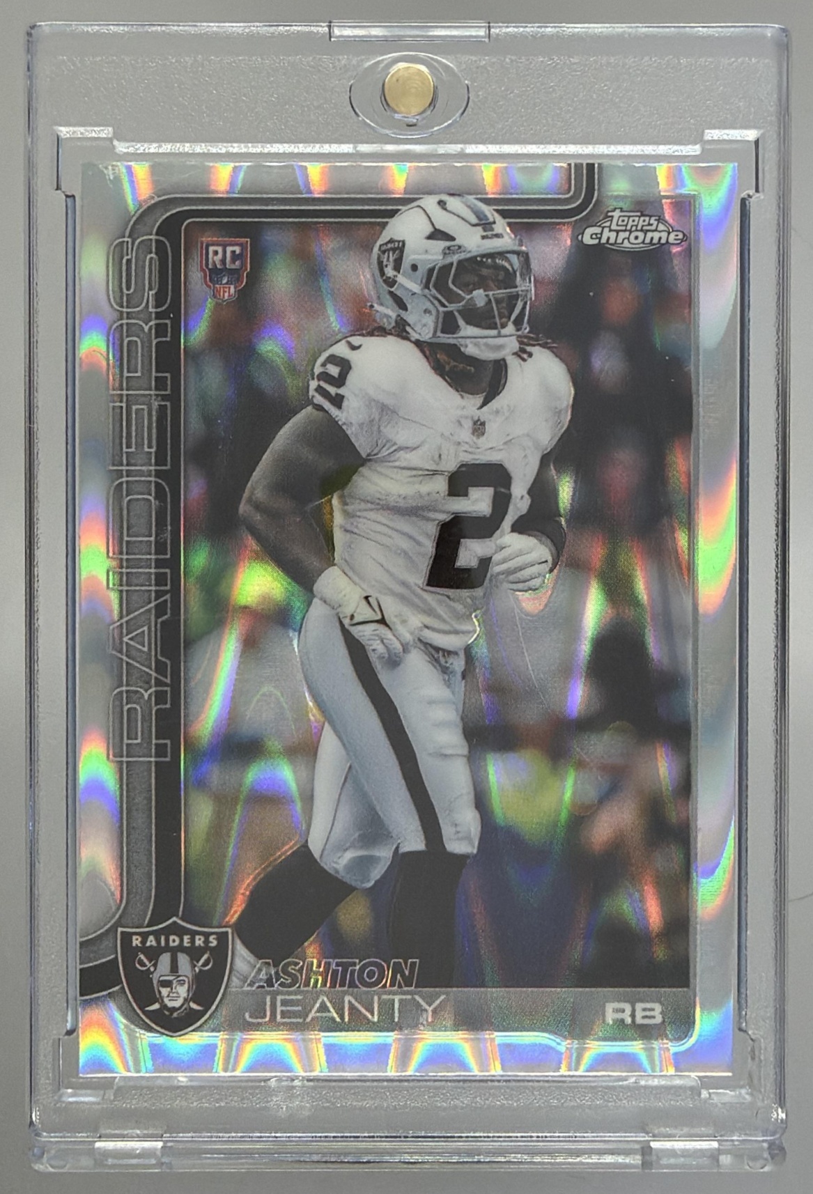 Card image for 2025 Topps Football Chrome Ashton Jeanty Rookie #322 RC Las Vegas Raiders