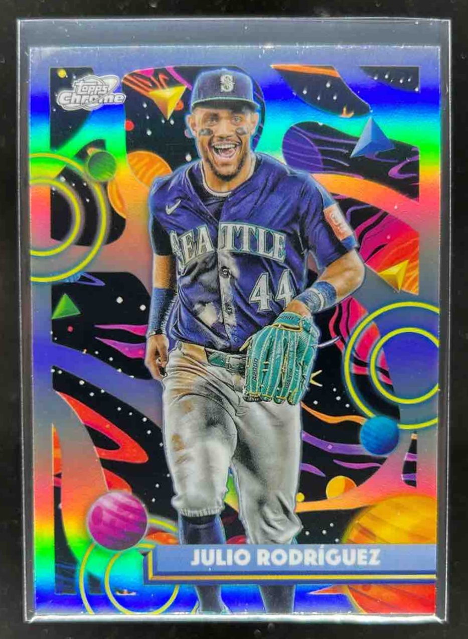 Card image for Julio Rodriguez 2025 Topps Baseball Cosmic Chrome Refractor Seattle Mariners