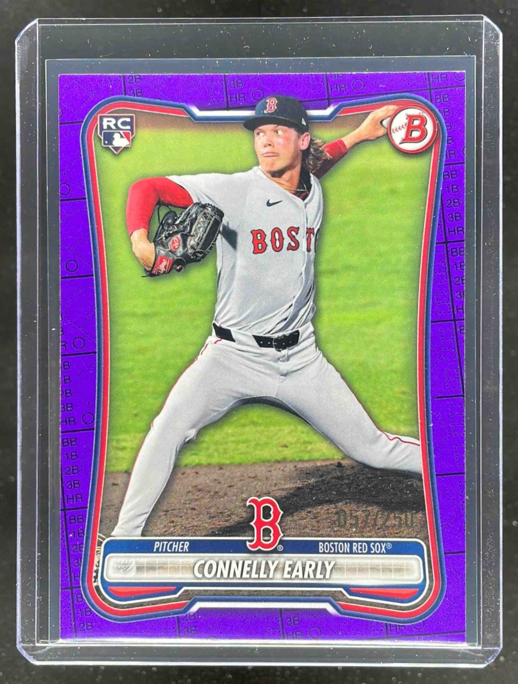 Card image for Connelly Early 2026 Bowman Purple Pattern /250 #45 RC Boston Red Sox