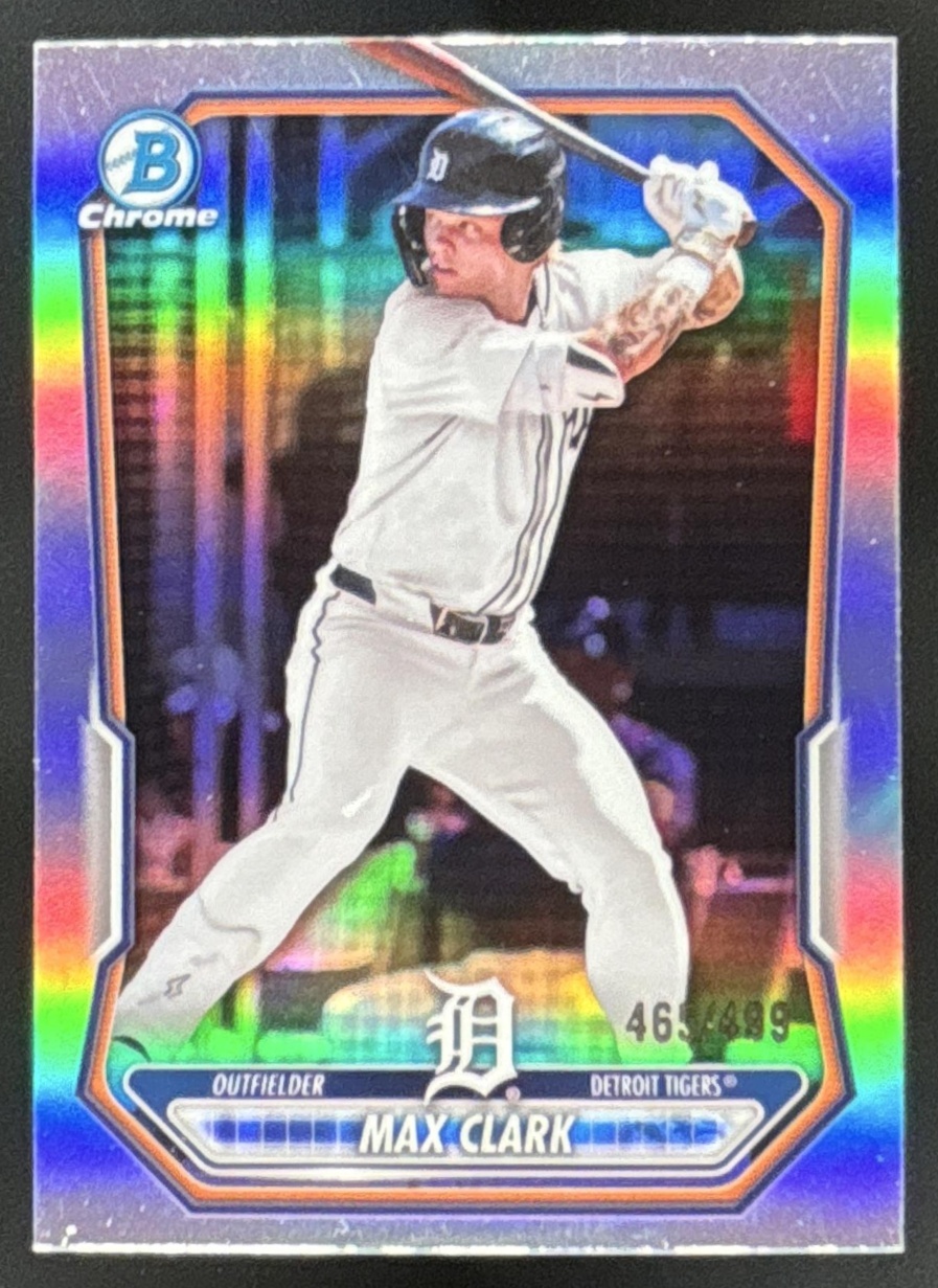 Card image for Max Clark 2026 Bowman Refractor /499 Chrome Prospects Detroit Tigers