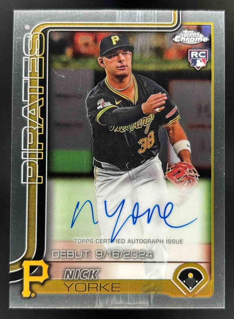 Card image for 2025 Topps Chrome Update Nick Yorke Rookie Debut Auto #CRDA-NY Pirates