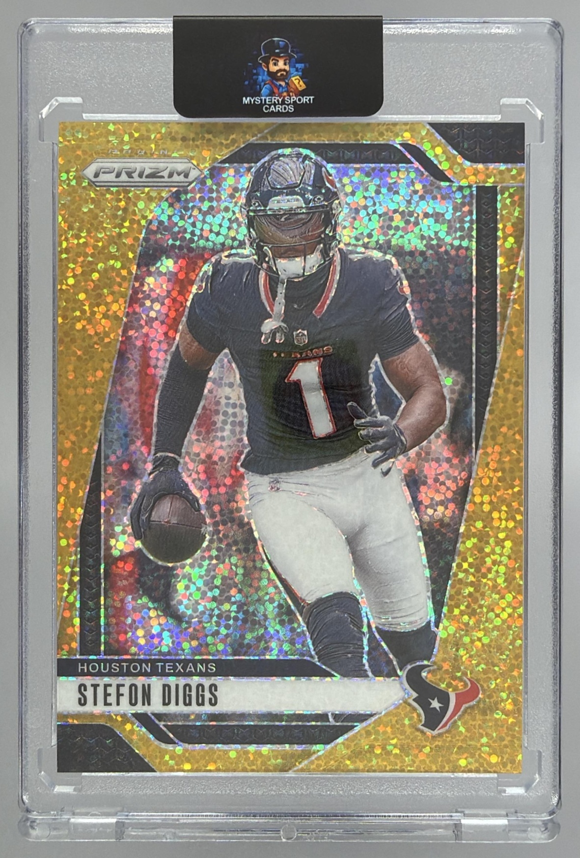 Card image for 2024 Panini Football Prizm Stefon Diggs Gold Sparkle /24 #114 Houston Texans