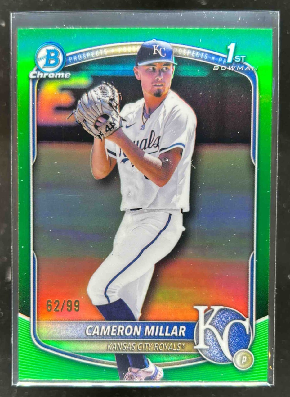 Card image for Cameron Millar 2025 Bowman Draft Chrome Green Refractor /99