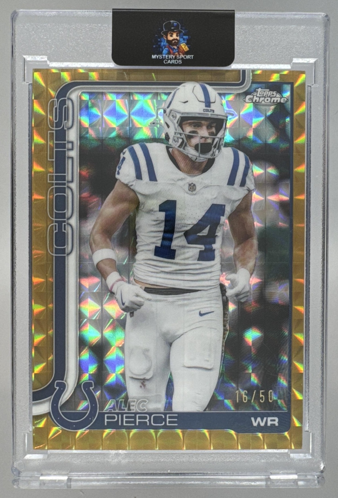Card image for 2025 Topps Chrome Alec Pierce Gold Refractor /50 #125 Colts