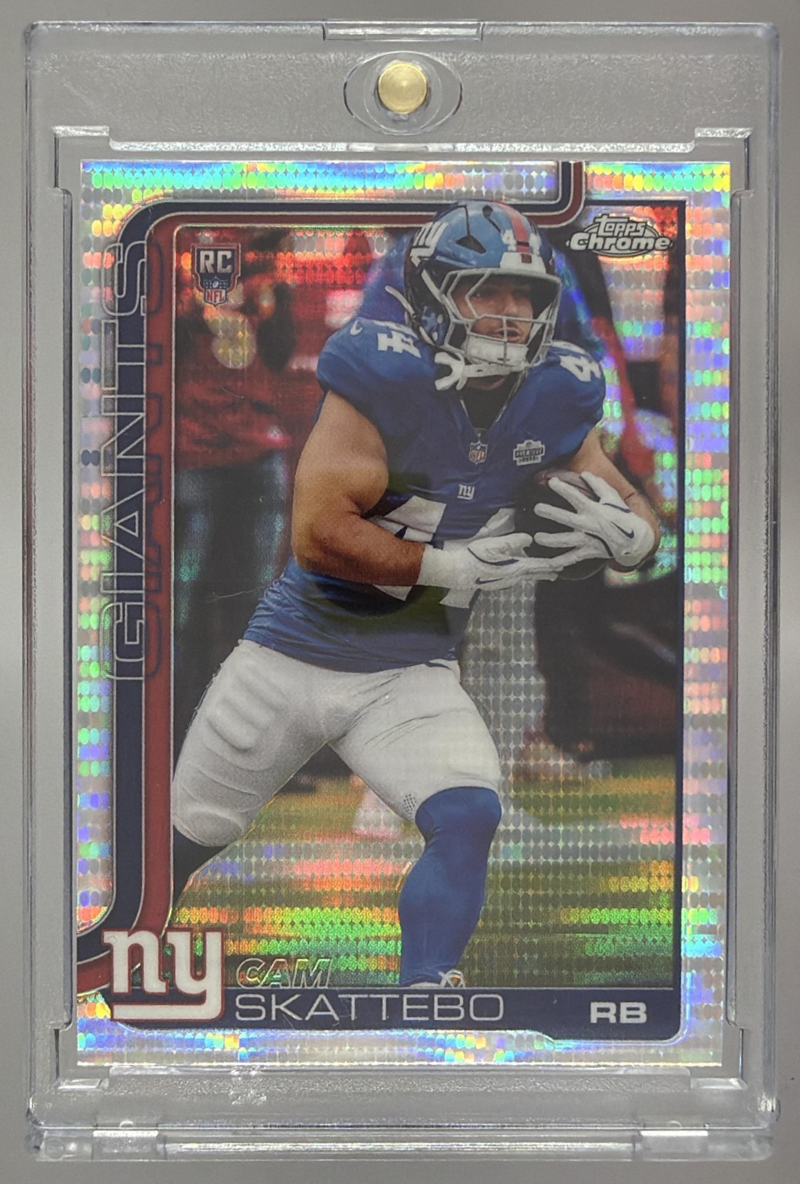 Card image for 2025 Topps Football Chrome Cam Skattebo Rookie #331 RC New York Giants