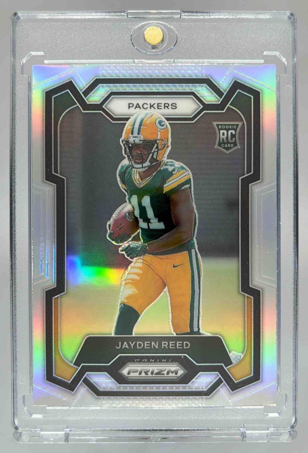 Card image for 2023 Panini Football Prizm Jayden Reed Silver #334 RC Green Bay Packers