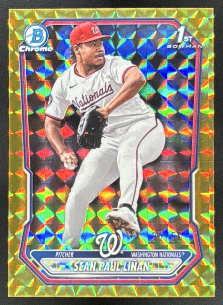 Card image for 2026 Bowman Sean Paul Linan Chrome Gold Geometric Refractor /50 1st Prospect