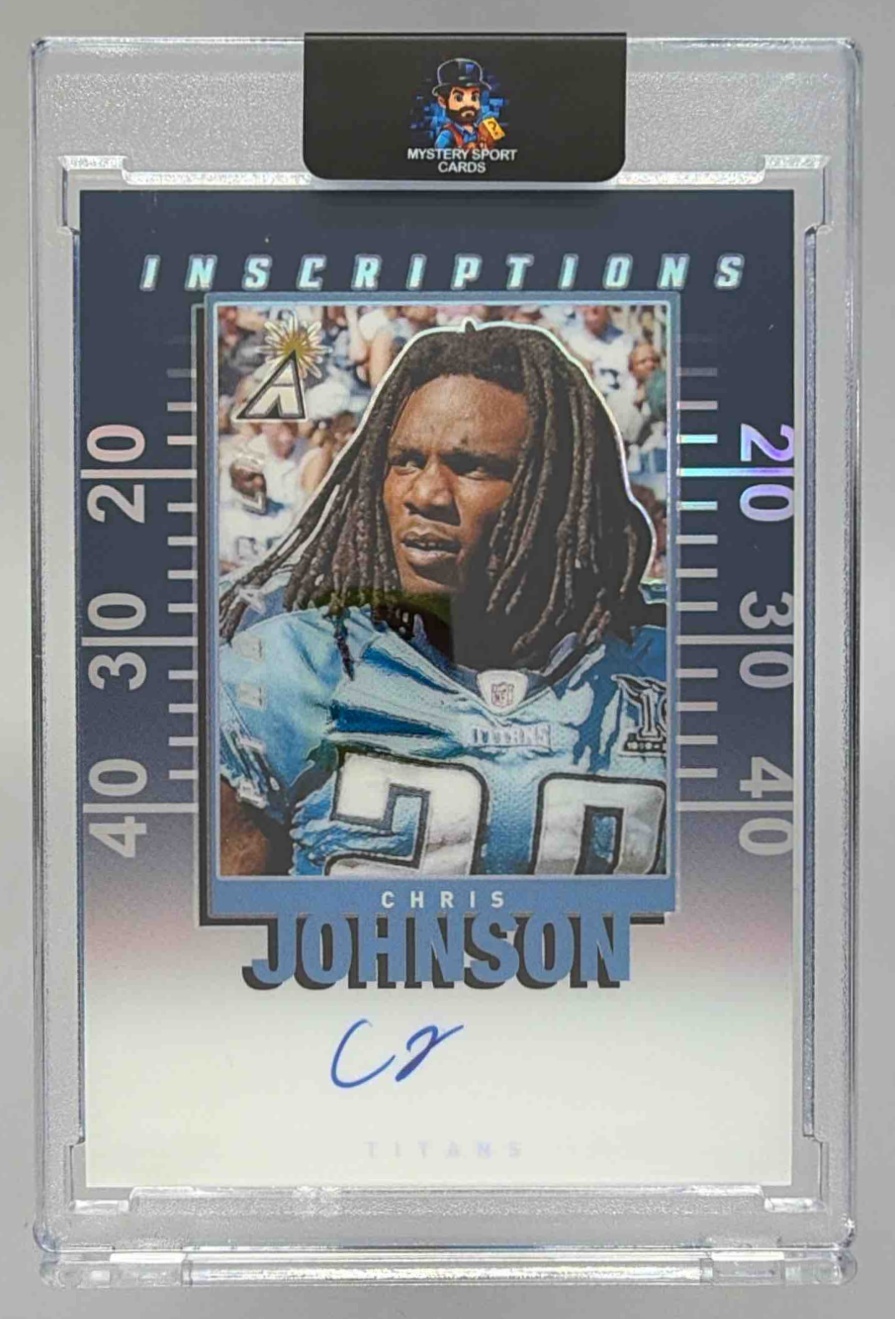 Card image for 2024 Panini Zenith Chris Johnson Pinnacle Inscriptions Silver #20 Auto Titans