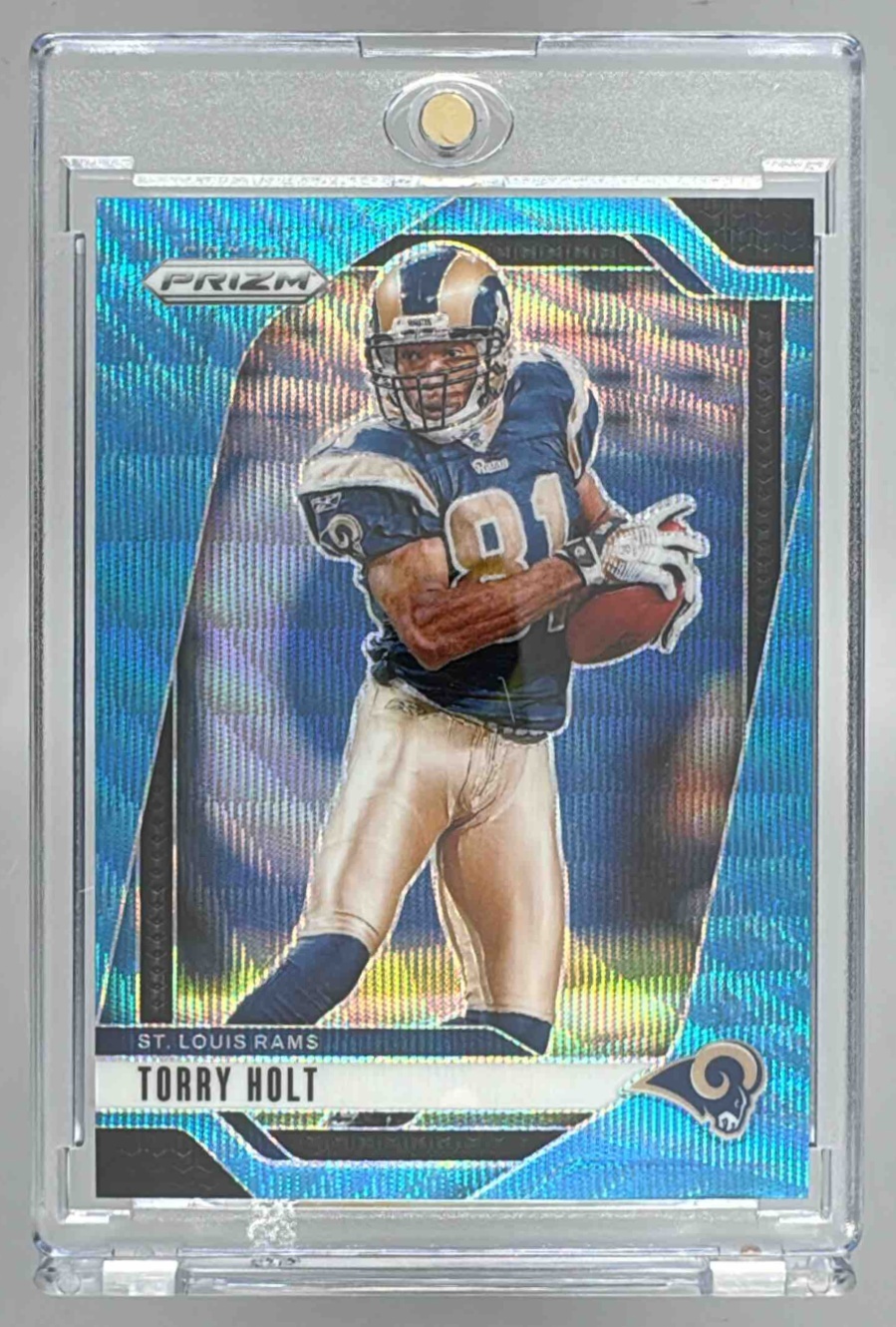 Card image for 2024 Panini Football Prizm Torry Holt Blue Wave /230 #300 St. Louis Rams