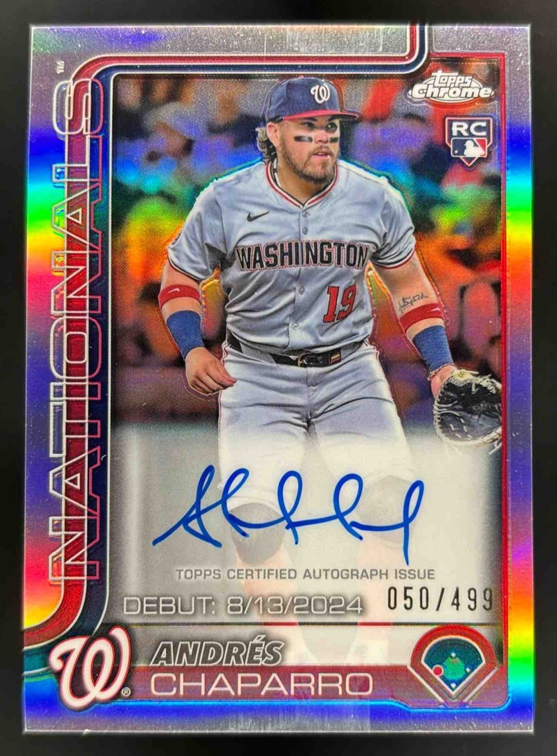 Card image for 2025 Topps Chrome Update Andres Chaparro Rookie Debut Auto Refractor /499 RC