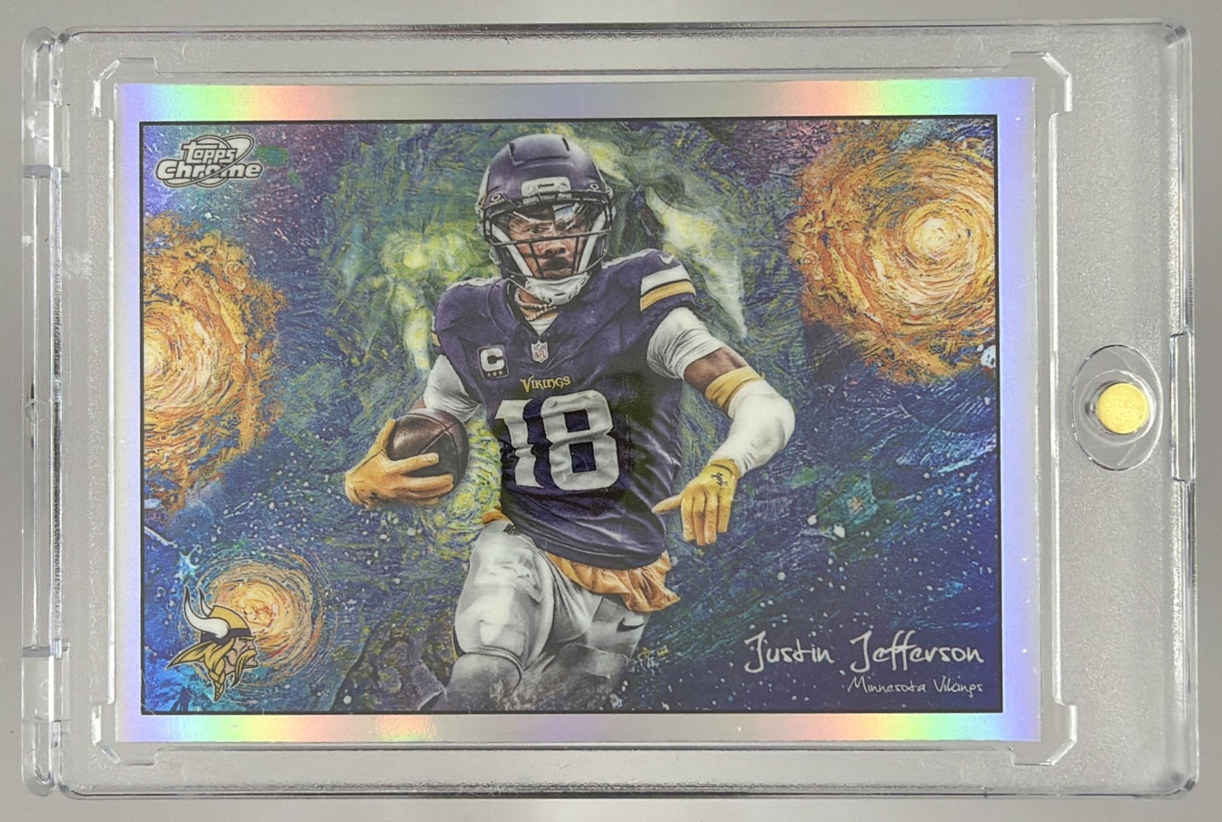 Card image for 2025 Topps Cosmic Chrome Justin Jefferson Stars In The Night #STN-19 Vikings