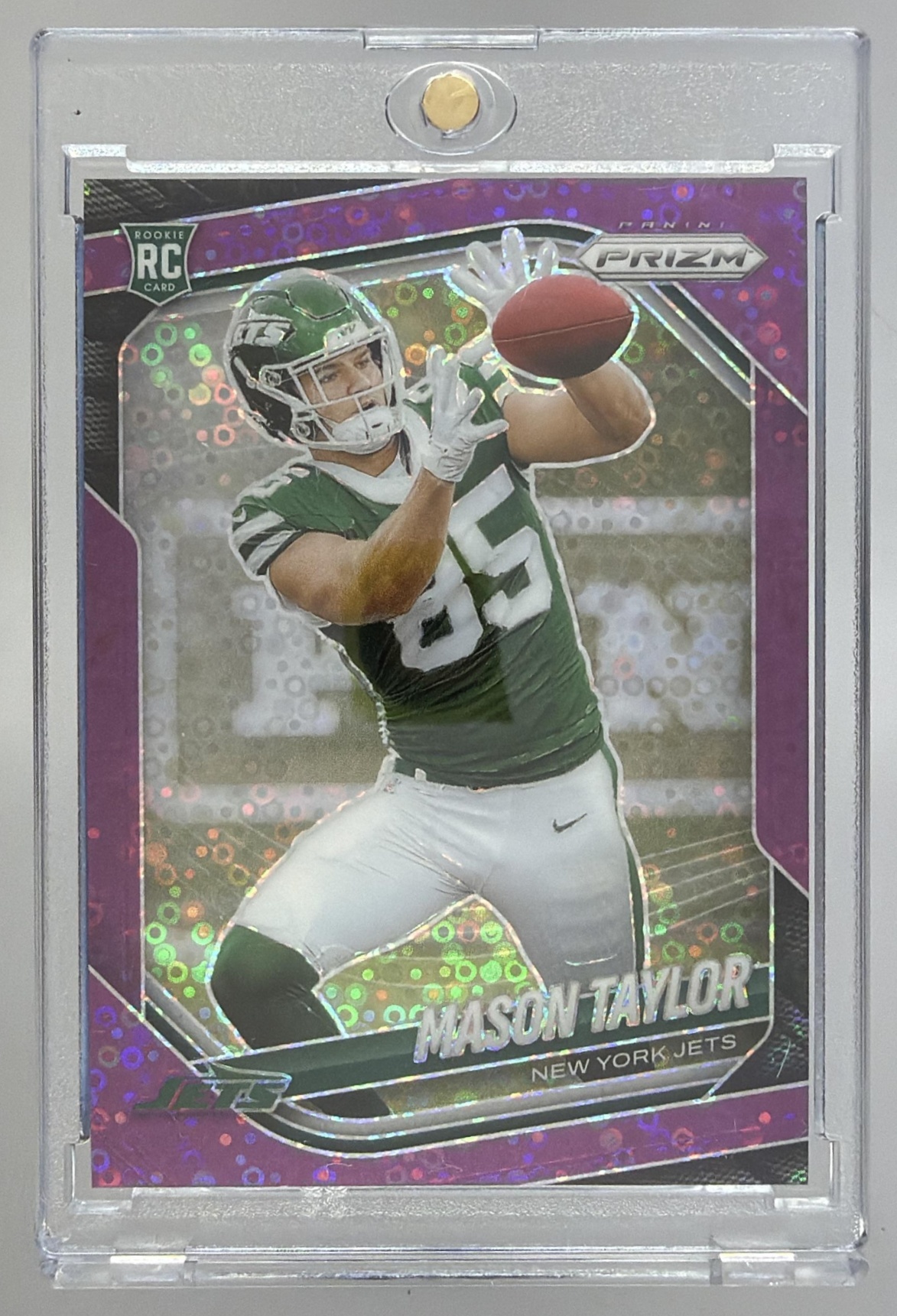 Card image for 2025 Panini Football Prizm Mason Taylor Green Scope /75 #329 RC New York Jets