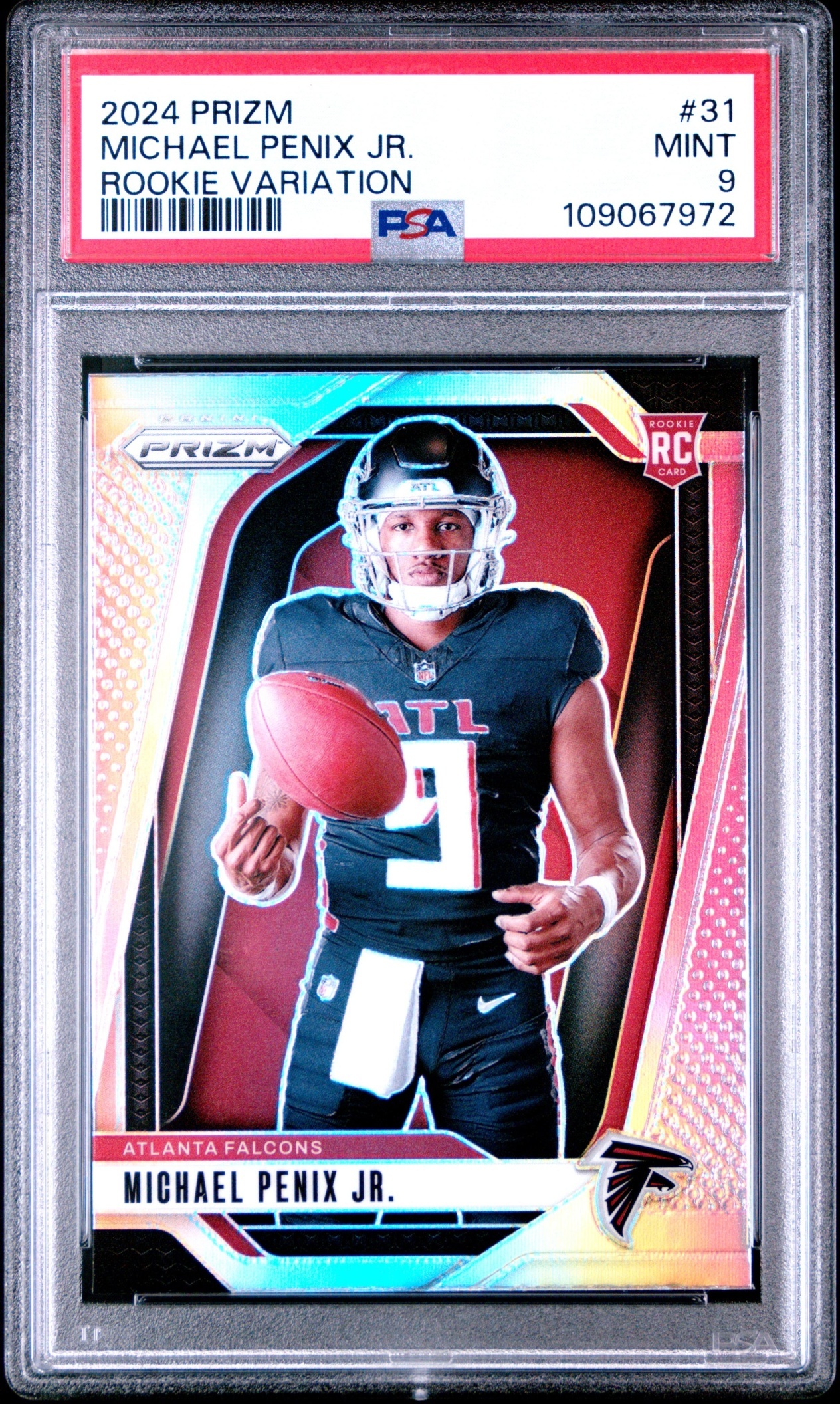 Card image for 2024 Panini Prizm Michael Penix Jr. Rookie Variations #31 RC VAR Falcons