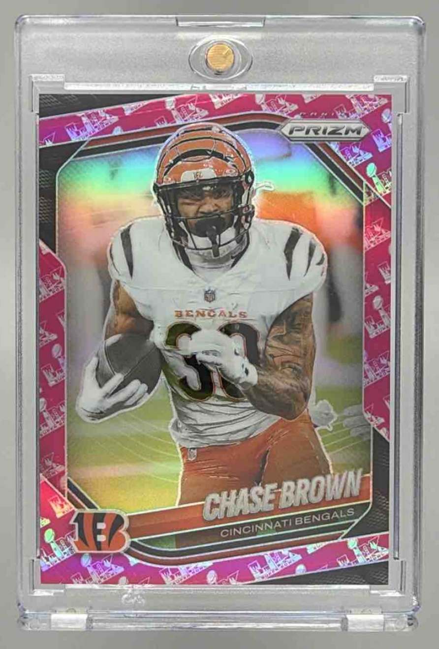 Card image for 2025 Panini Football Prizm Chase Brown #130 Cincinnati Bengals