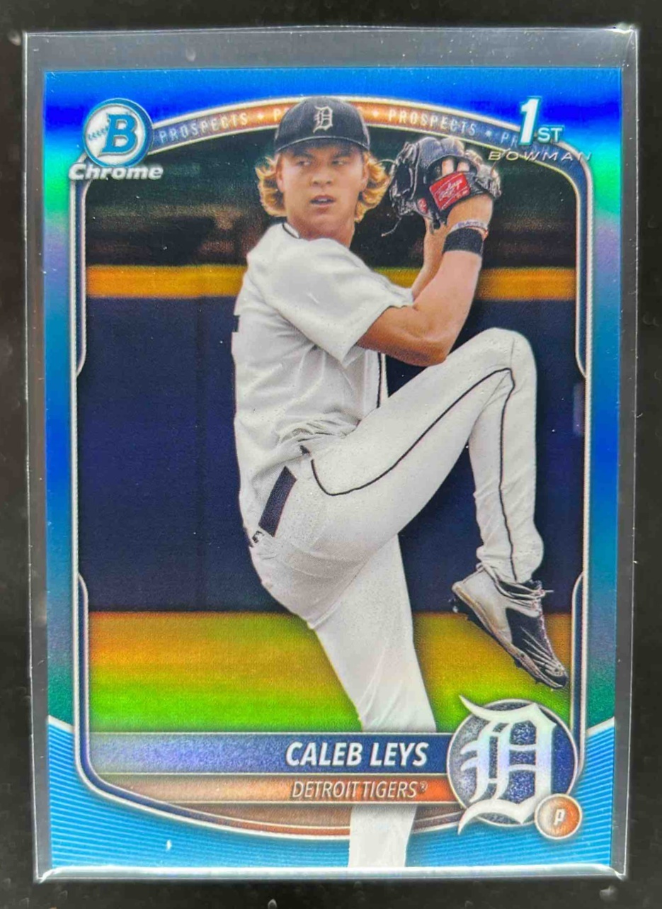 Card image for Caleb Leys 2025 Bowman Draft Chrome Sky Blue Refractor