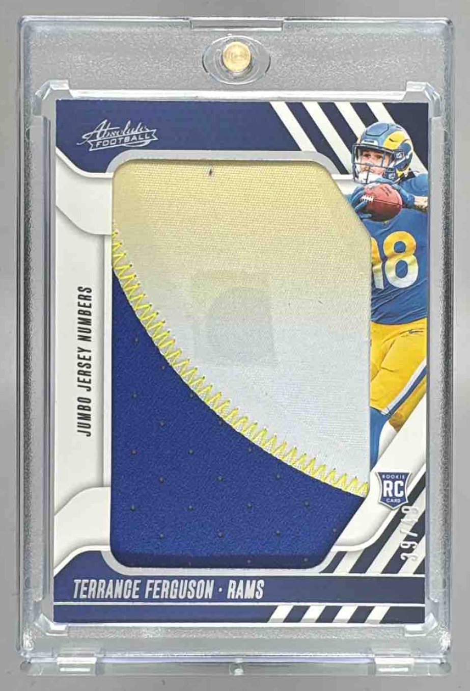 Card image for 2025 Panini Absolute Terrance Ferguson Jumbo Jersey Number /49 #JJN-TFE MEM RC Rams