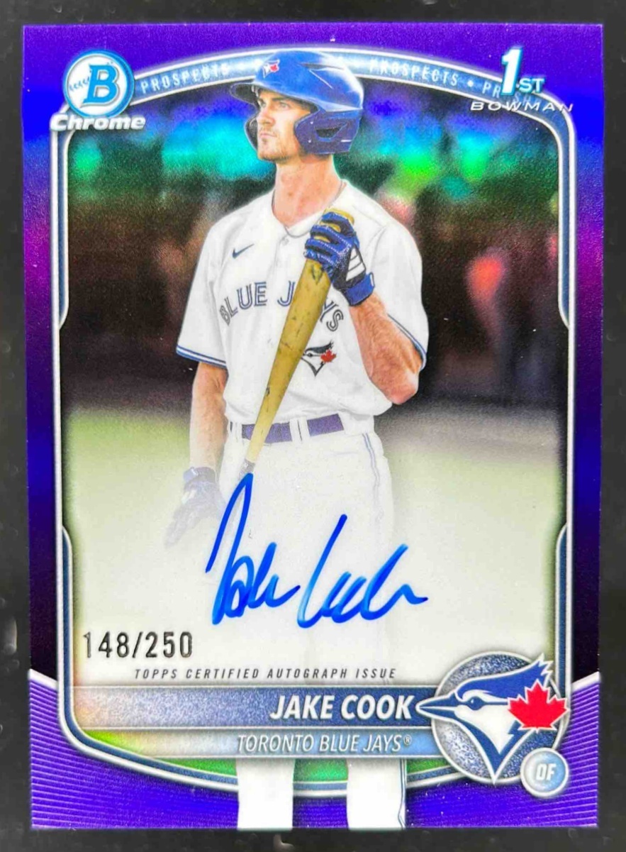 Card image for Jake Cook 2025 Bowman Draft Chrome Prospect Auto Purple Refractor /250