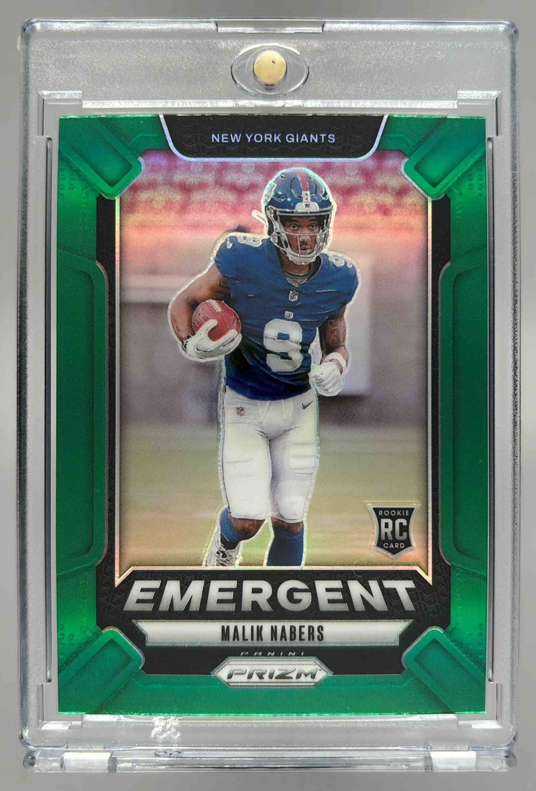 Card image for 2024 Panini Football Prizm Malik Nabers Emergent Green #6 RC New York Giants