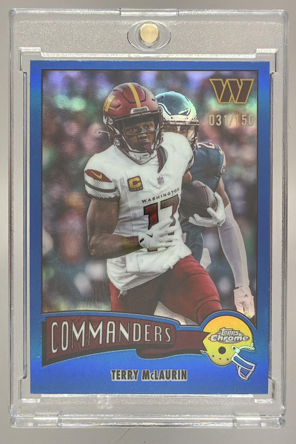 Card image for 2025 Topps Chrome Terry McLaurin 1975 SuperFractor 1/1 #1975-35 Commanders