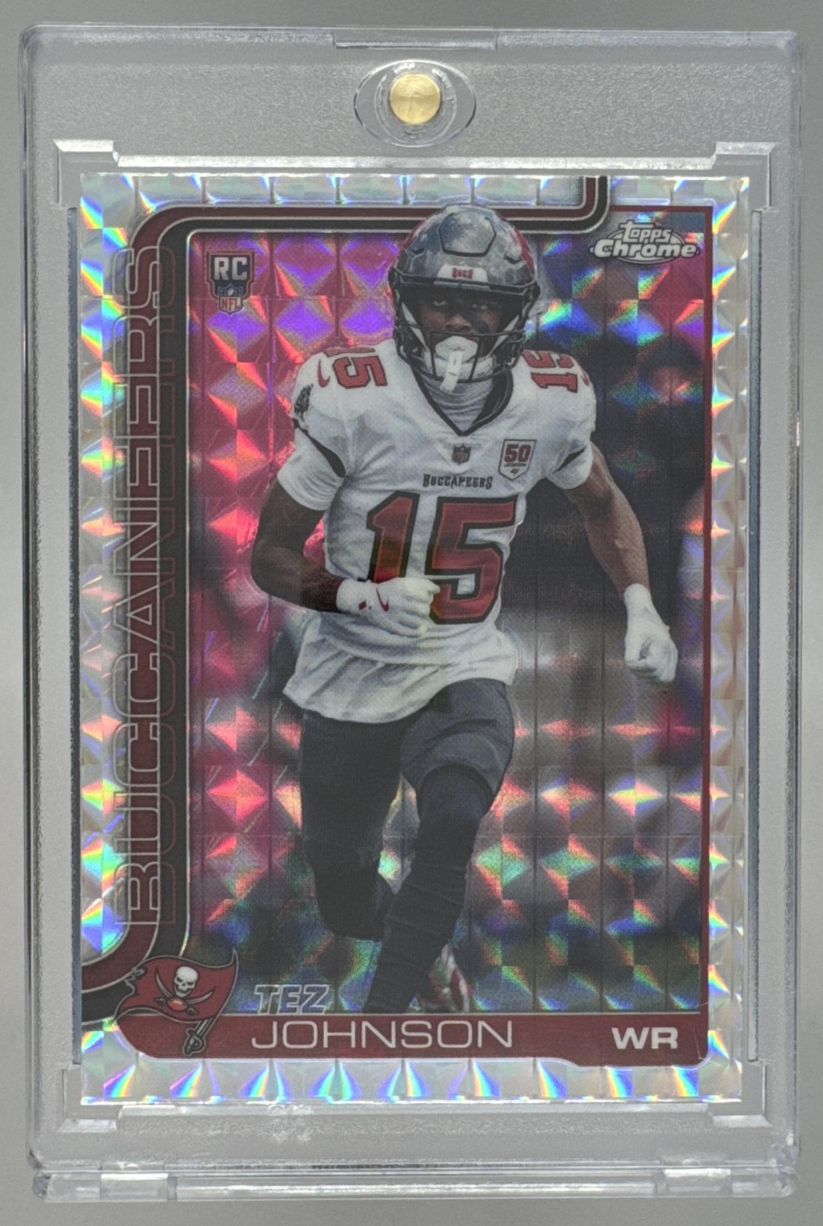 Card image for 2025 Topps Football Chrome Tez Johnson Rookie #342 RC Tampa Bay Buccaneers