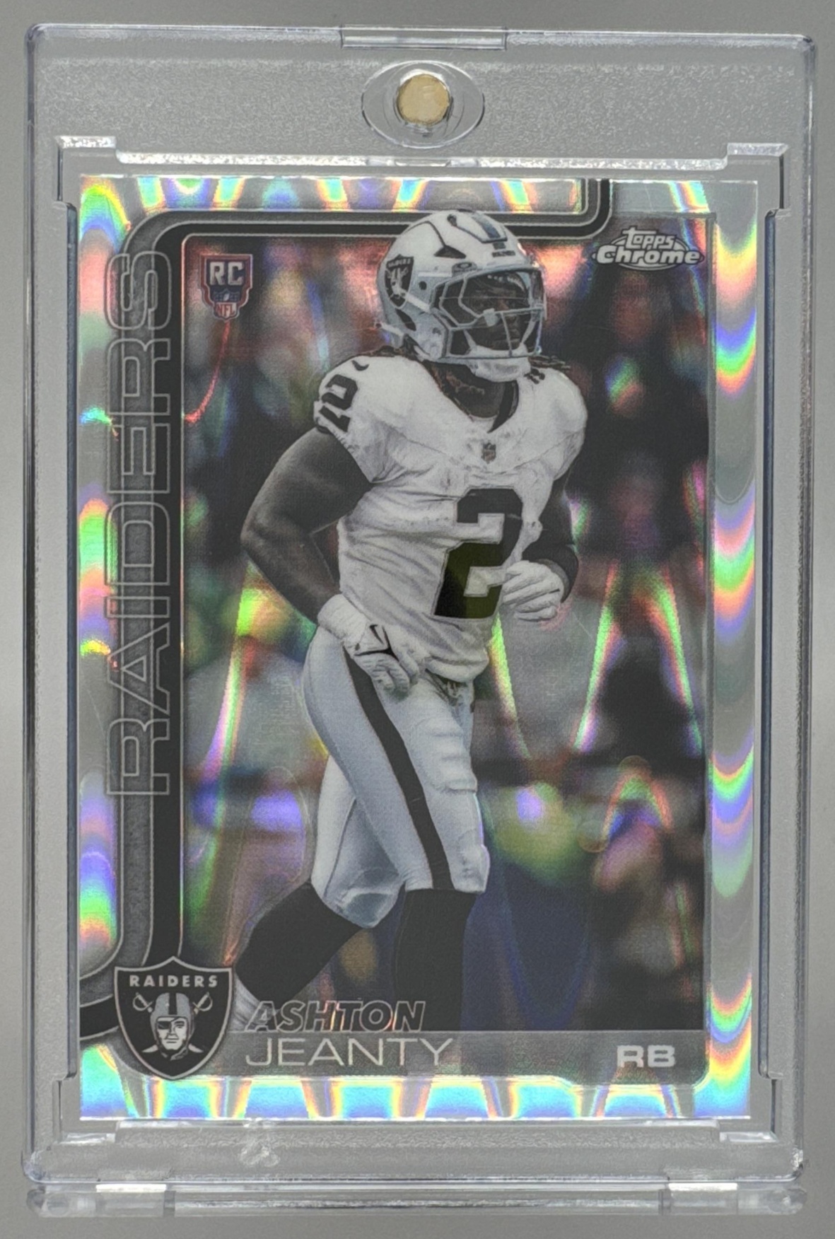 Card image for 2025 Topps Football Chrome Ashton Jeanty Rookie #322 RC Las Vegas Raiders