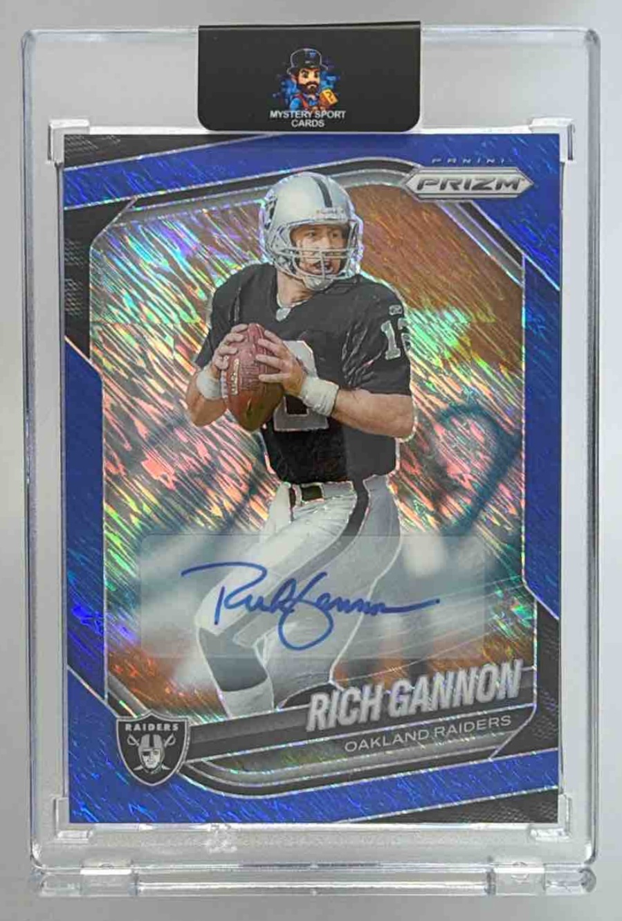 Card image for 2025 Panini Prizm Rich Gannon Auto Blue Shimmer /25 #115 Raiders