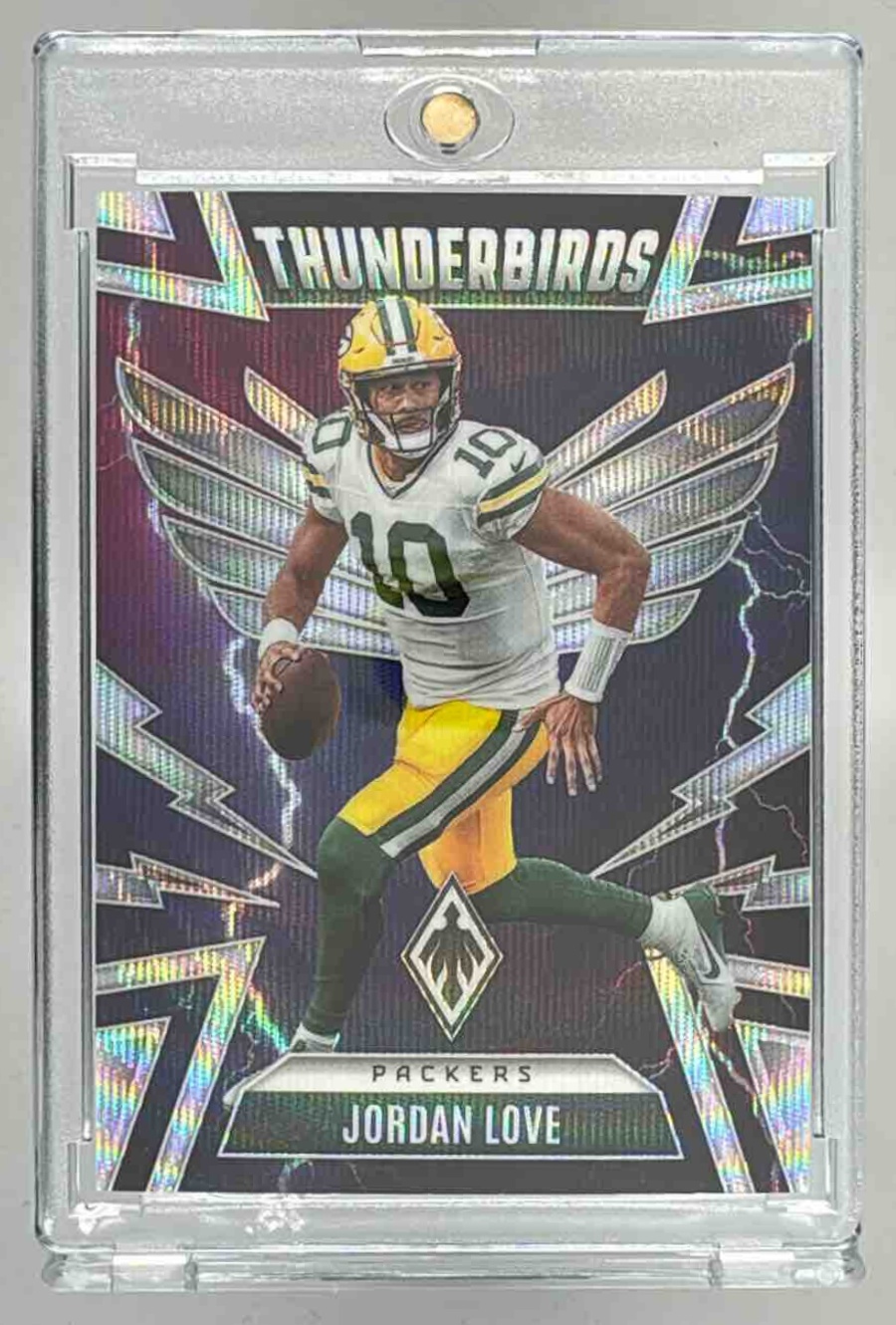 Card image for 2025 Panini Phoenix Jordan Love Thunderbirds Wave Prizm /299 #18 Packers