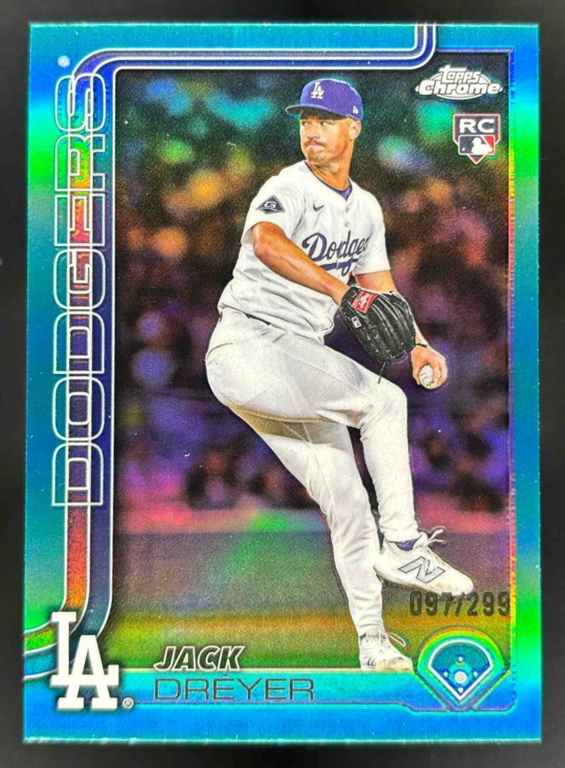 Card image for 2025 Topps Chrome Update Jack Dreyer Teal Refractor /299 #USC39 Dodgers