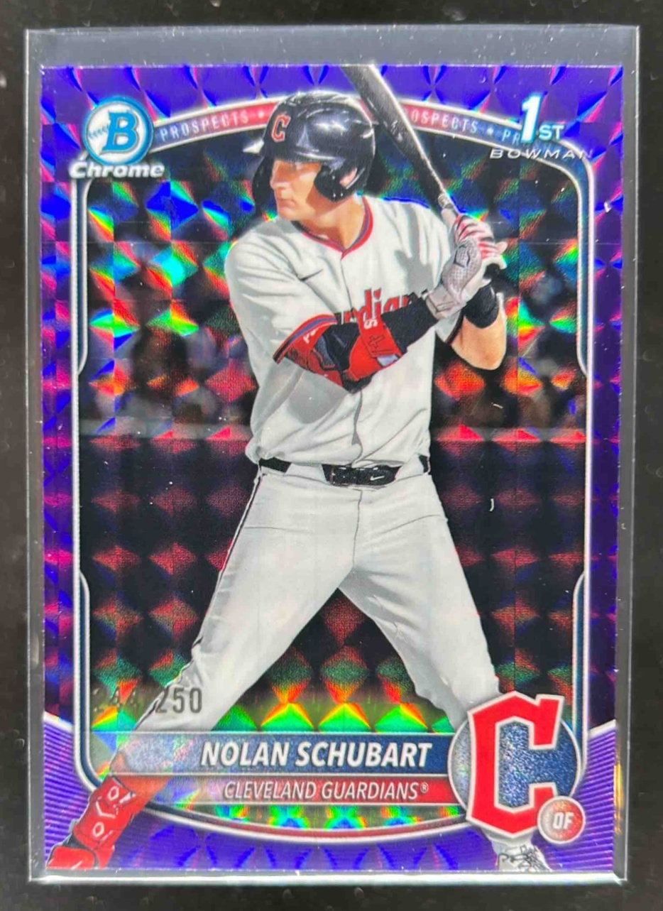 Card image for Nolan Schubart 2025 Bowman Draft Chrome Purple Geometric Refractor /250