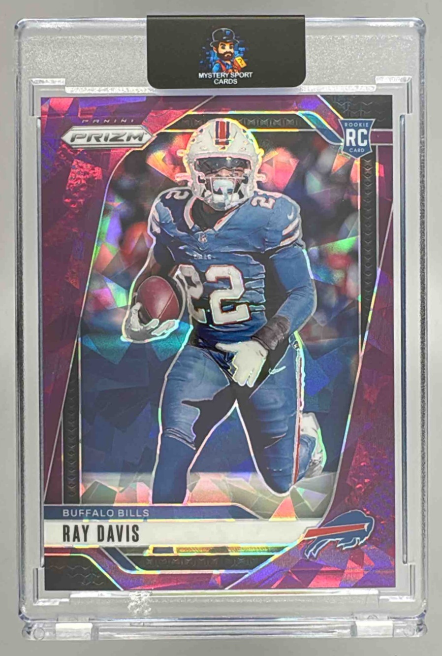 Card image for 2024 Panini Football Prizm Ray Davis Purple Ice /225 #382 RC Buffalo Bills