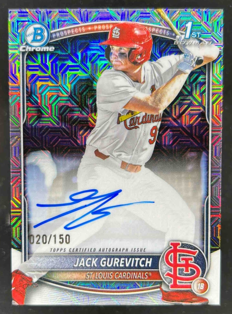 Card image for Jack Gurevitch 2025 Bowman Draft Chrome Prospect Auto HTA Choice Refractor /150