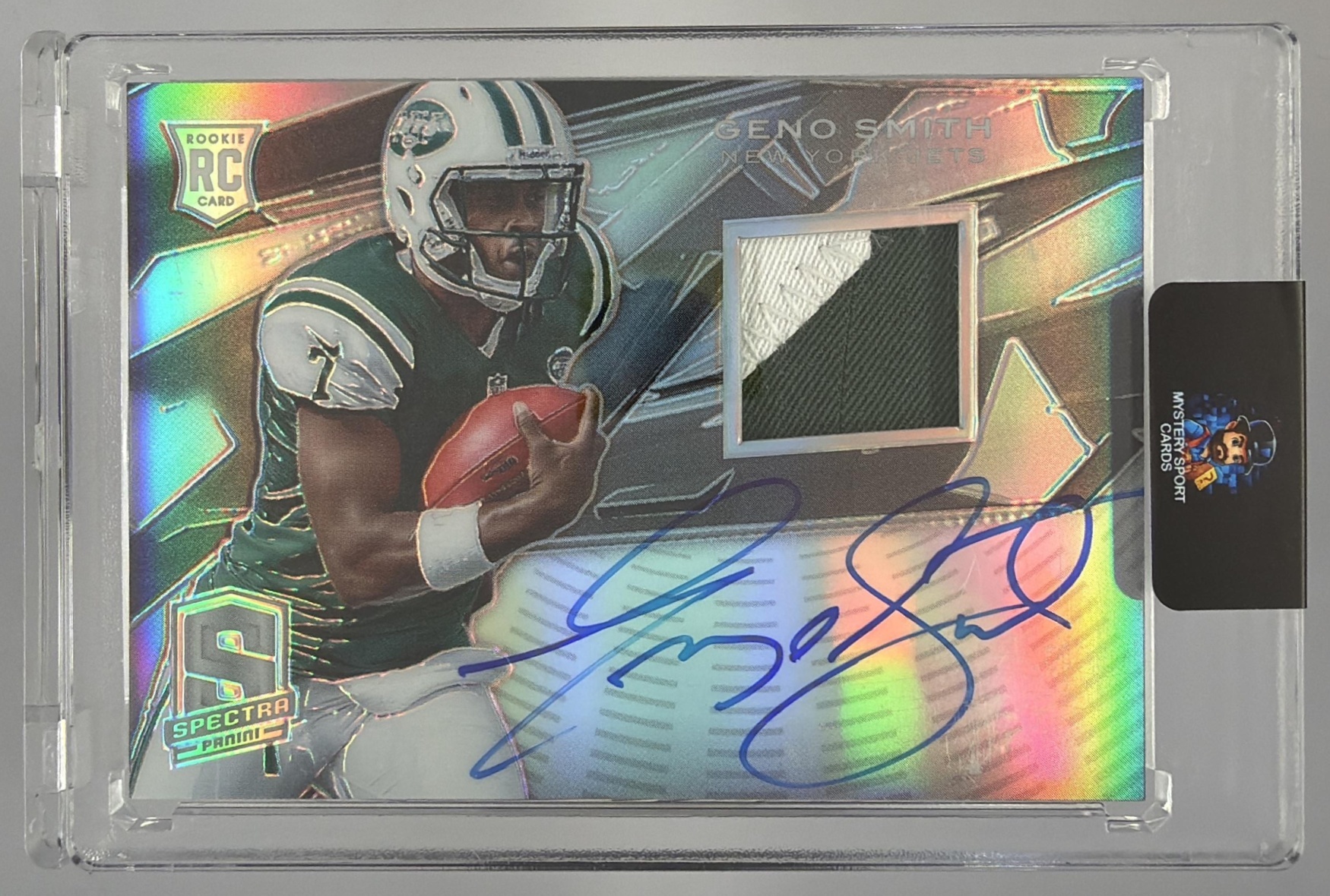 Card image for 2013 Panini Spectra Geno Smith Rookie Signature Materials /99 #211 RC Auto Jets